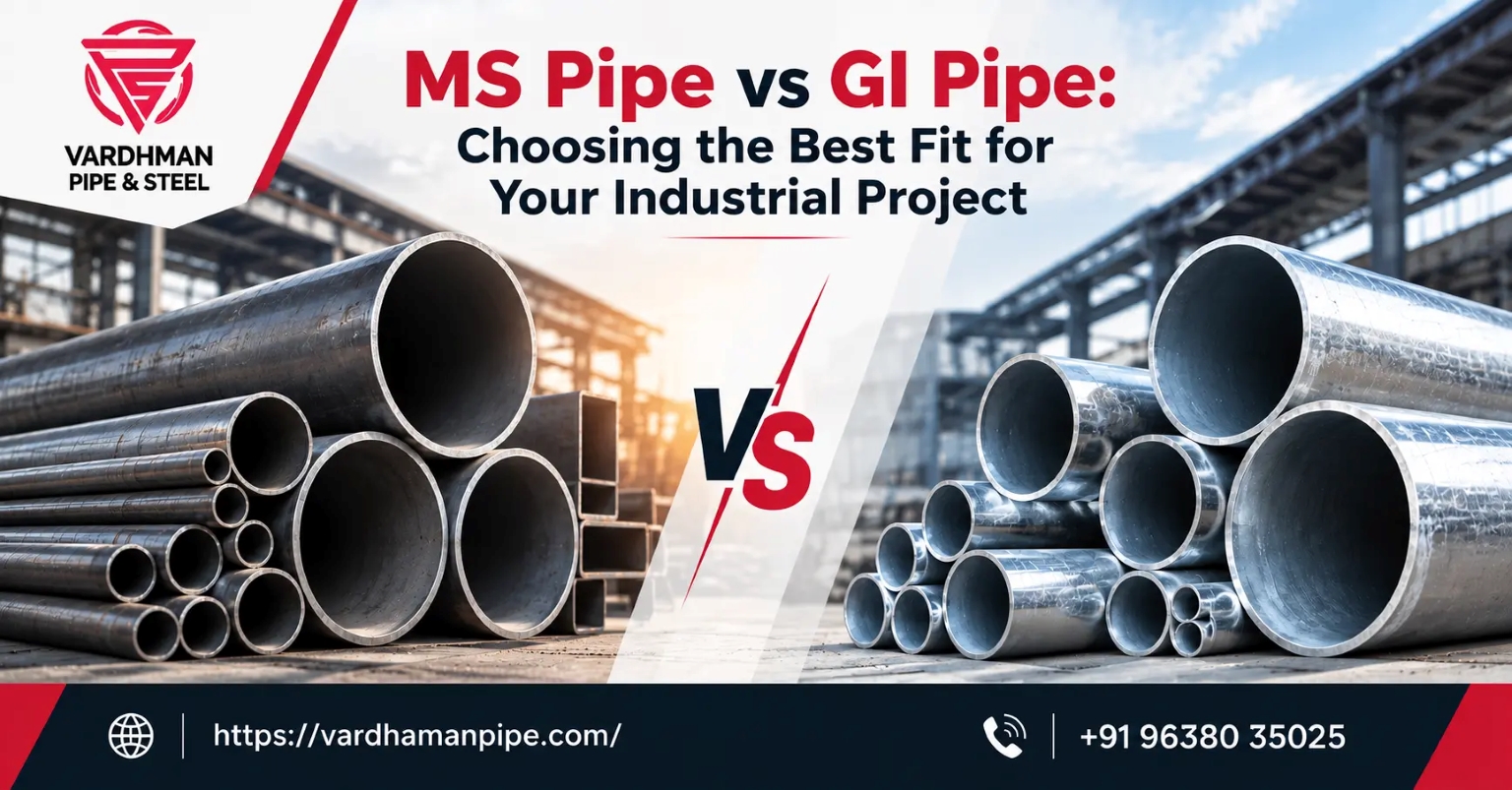 MS Pipe vs GI Pipe for Industrial Projects | Vardhman Pipe & Steel